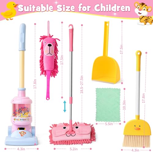 Kids Cleaning Playset with Pretend Vacuum Broom and Mop