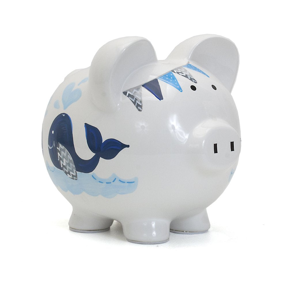 Ceramic Piggy Bank for Boys Kids Savings and Nursery Decor