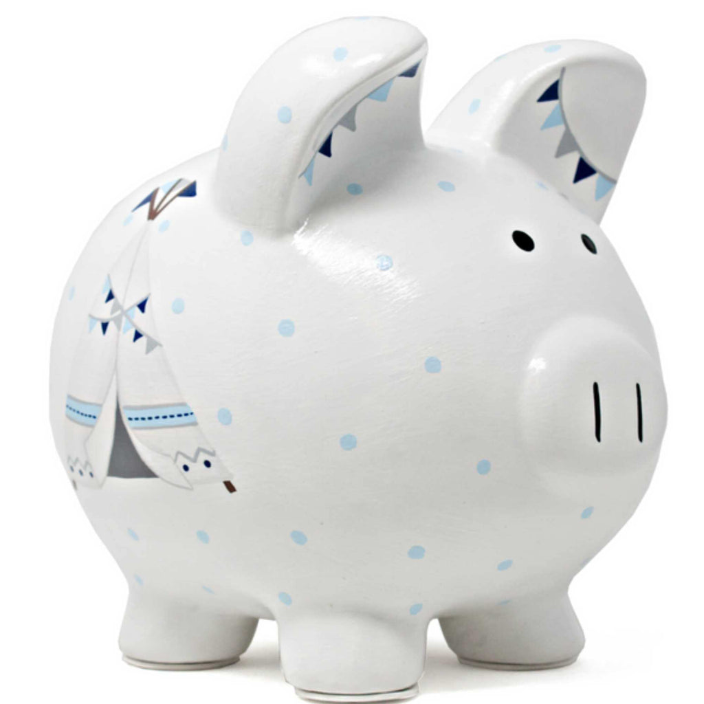Ceramic Piggy Bank for Boys Kids Savings and Nursery Decor