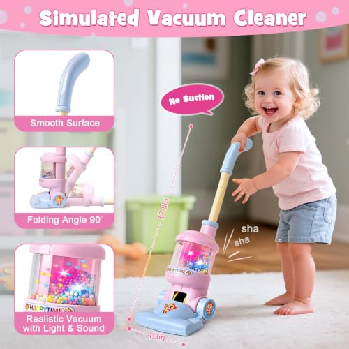 Kids Cleaning Playset with Pretend Vacuum Broom and Mop