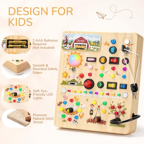 Montessori Busy Board with 17 LED Switches for Toddlers