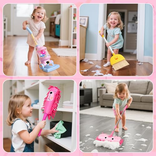 Kids Cleaning Playset with Pretend Vacuum Broom and Mop