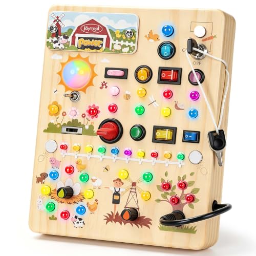 Montessori Busy Board with 17 LED Switches for Toddlers