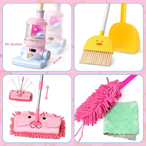 Kids Cleaning Playset with Pretend Vacuum Broom and Mop