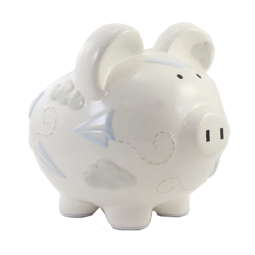 Ceramic Piggy Bank for Boys Kids Savings and Nursery Decor