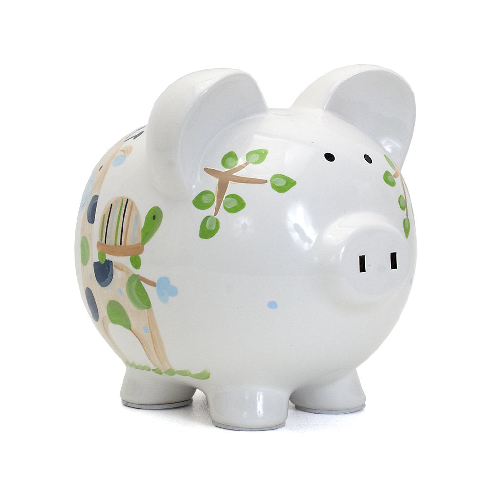 Ceramic Piggy Bank for Boys Kids Savings and Nursery Decor