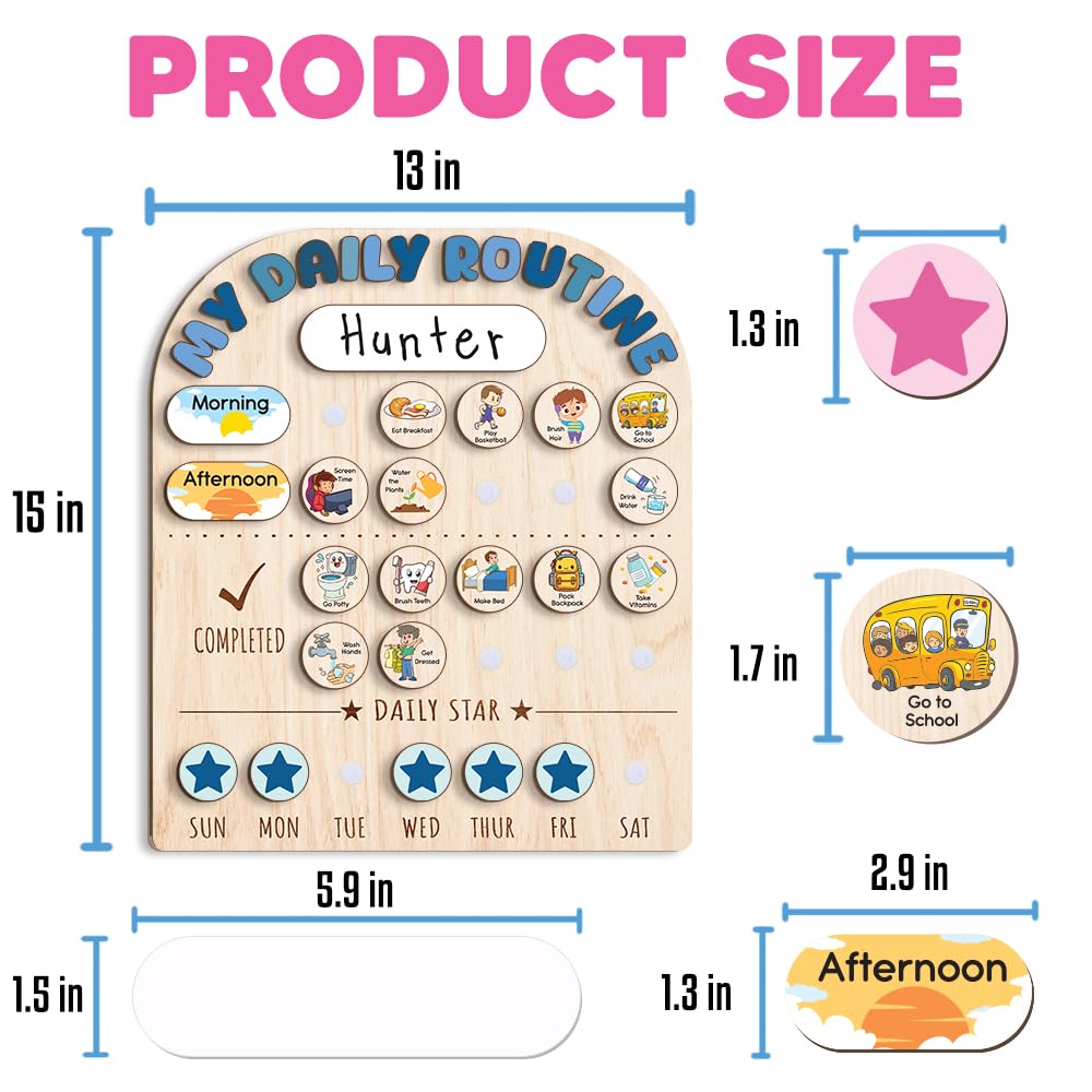 Wooden Chore and Reward Chart for Kids Daily Routine Schedule