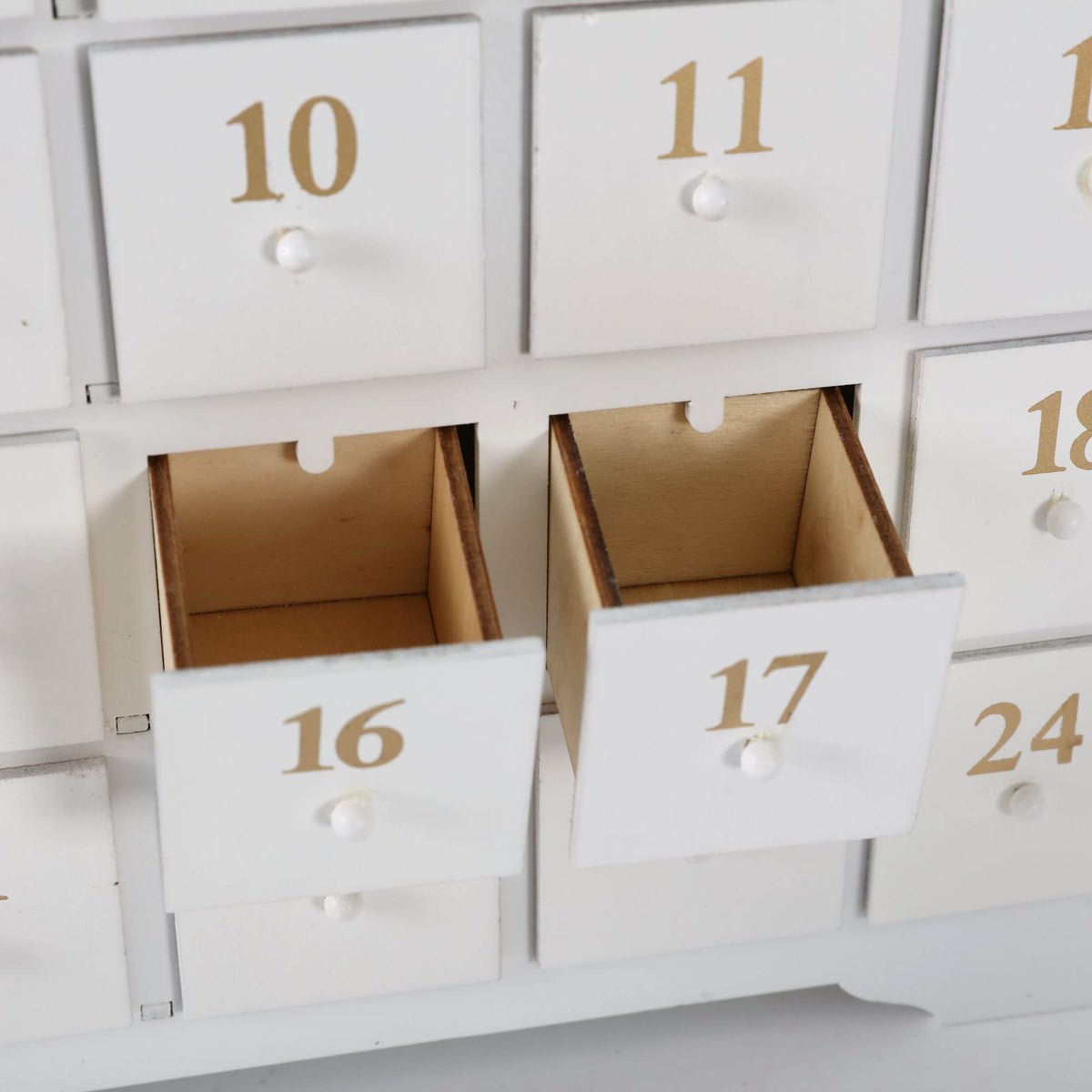 Wooden Christmas Advent Calendar with 24 Drawers and LED Lights