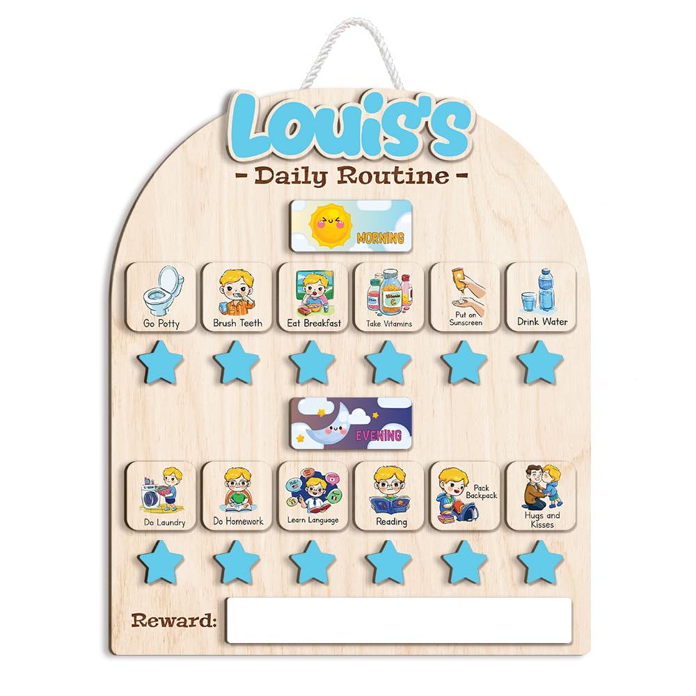 Wooden Chore and Reward Chart for Kids Daily Routine Schedule