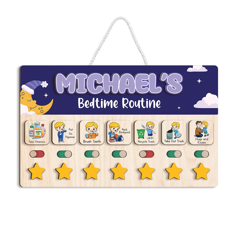 Wooden Chore and Reward Chart for Kids Daily Routine Schedule