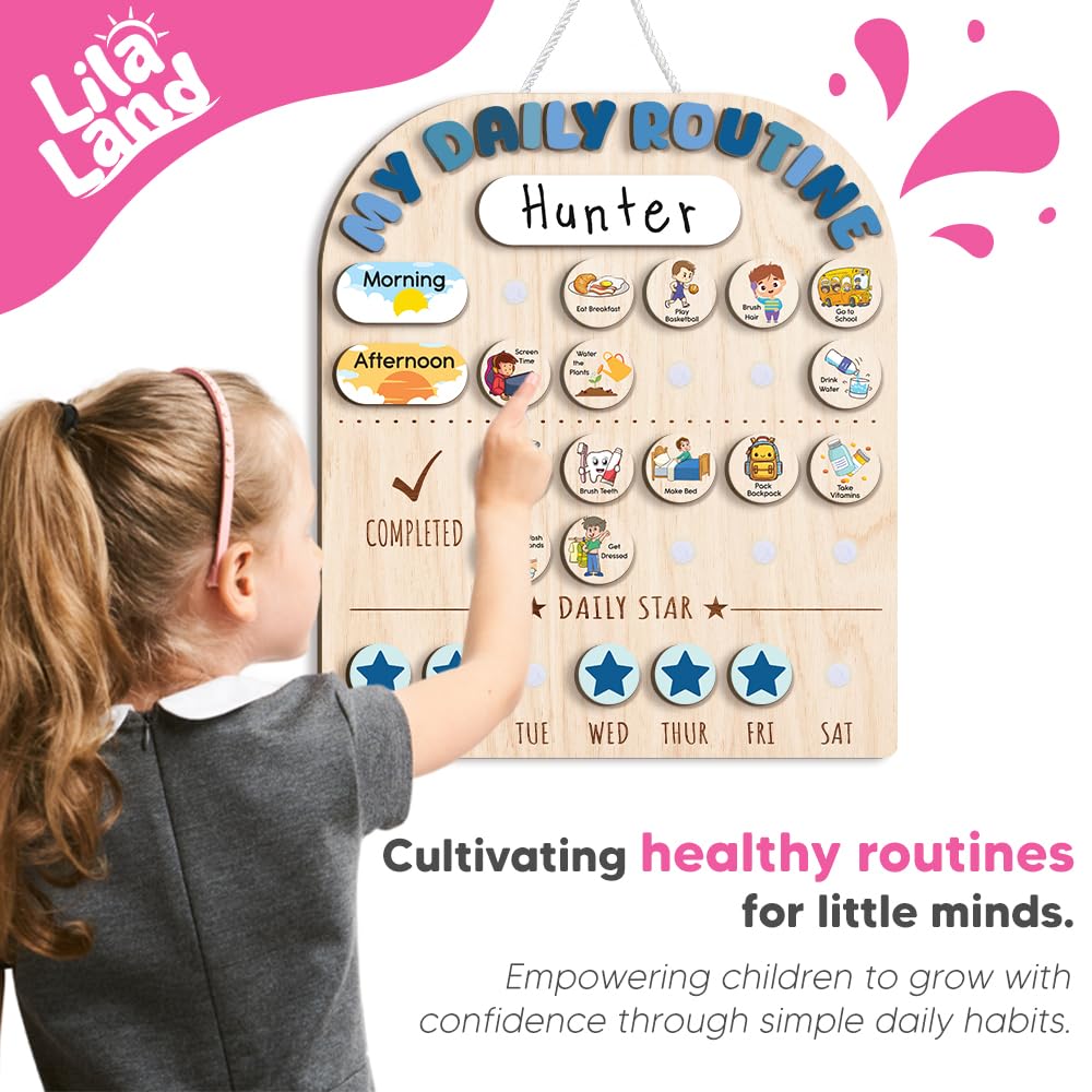 Wooden Chore and Reward Chart for Kids Daily Routine Schedule