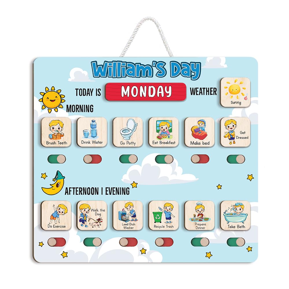 Wooden Chore and Reward Chart for Kids Daily Routine Schedule