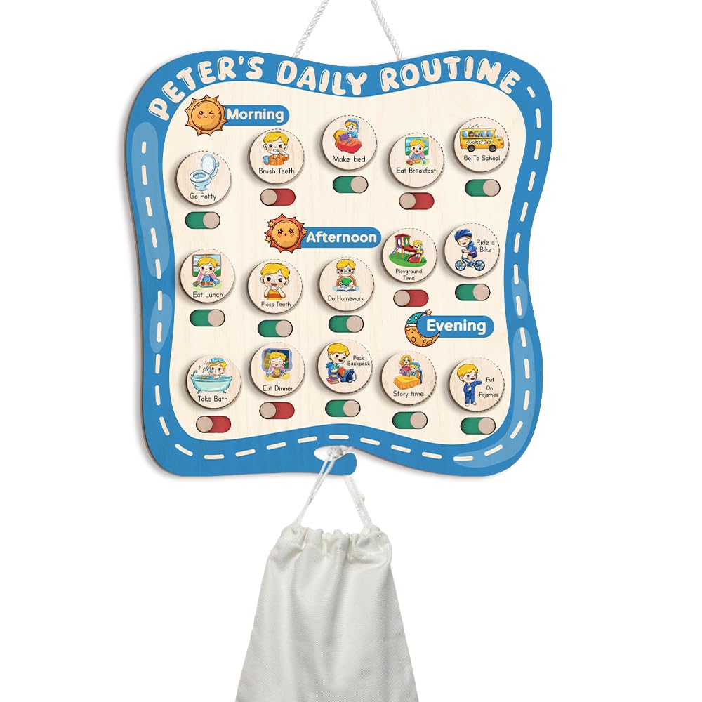 Wooden Daily Routine and Reward Chart for Kids and Toddlers