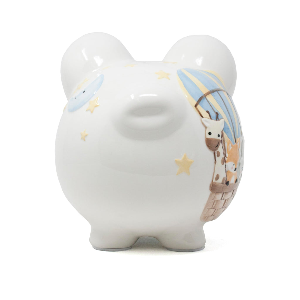 Ceramic Piggy Bank for Boys Kids Savings and Nursery Decor
