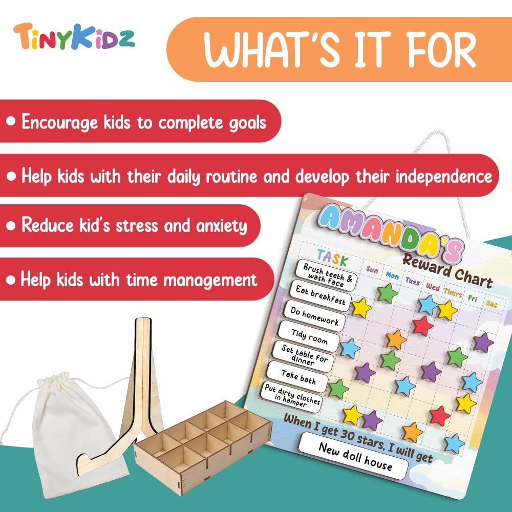 Wooden Daily Routine and Reward Chart for Kids and Toddlers