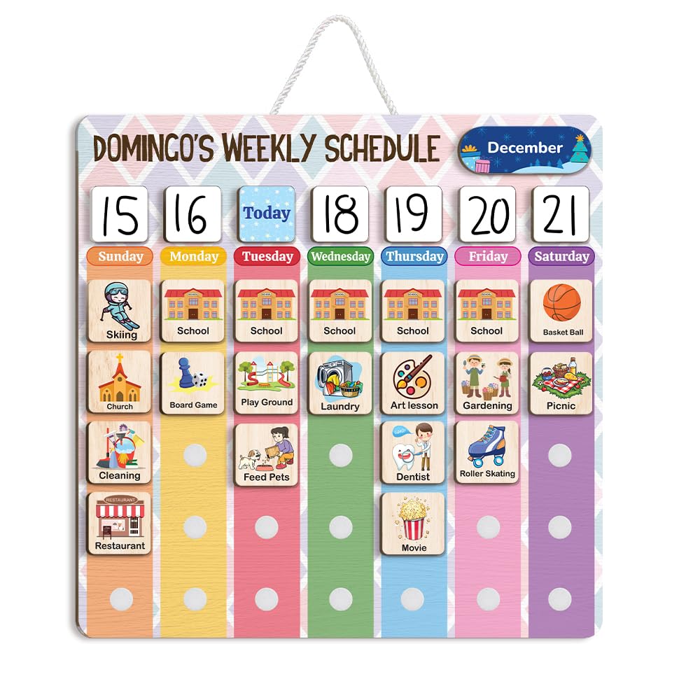 Wooden Daily Routine and Reward Chart for Kids and Toddlers