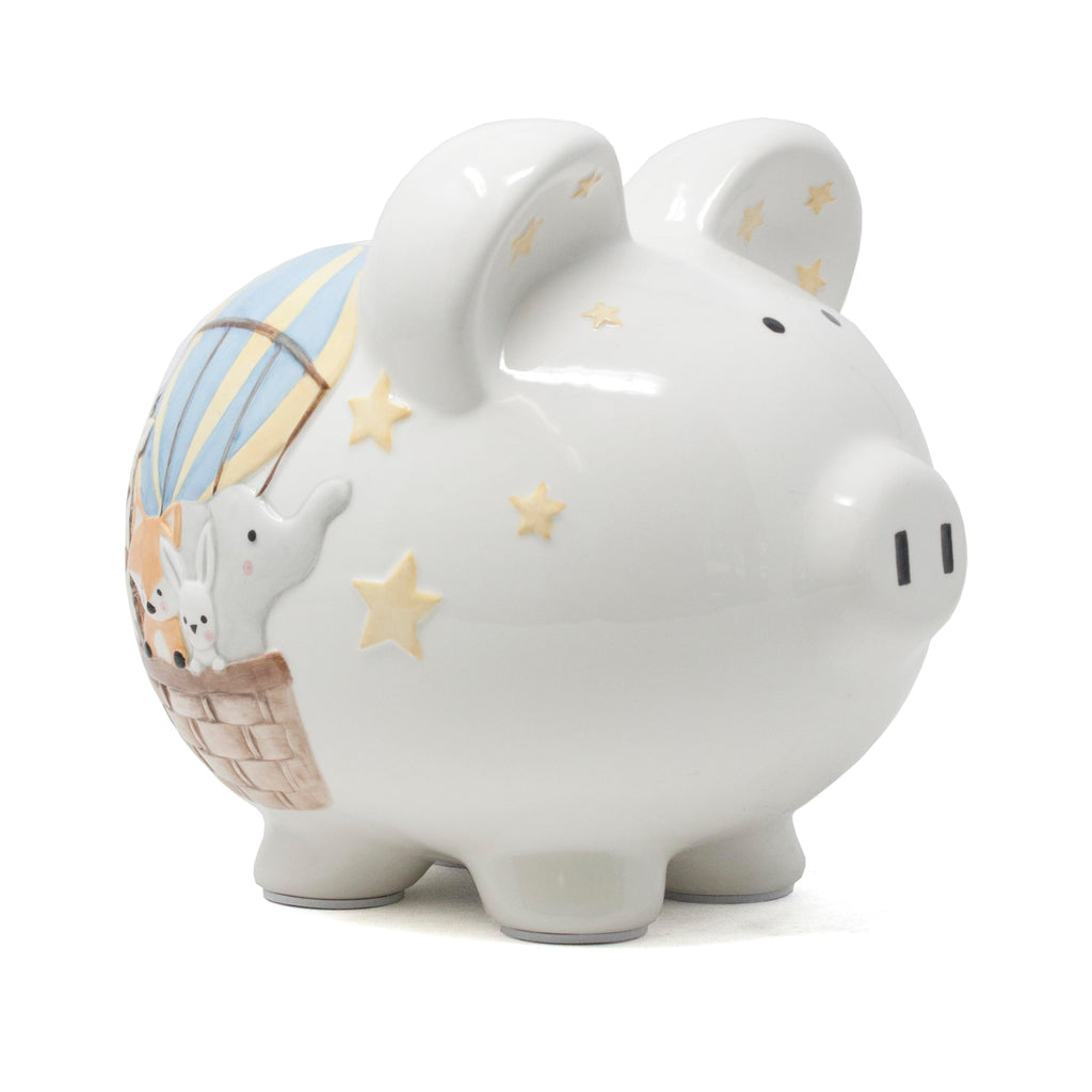 Ceramic Piggy Bank for Boys Kids Savings and Nursery Decor