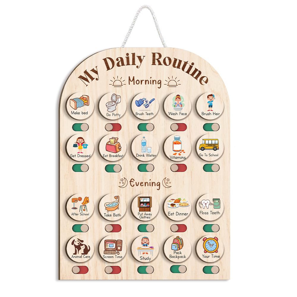 Wooden Daily Routine and Reward Chart for Kids and Toddlers