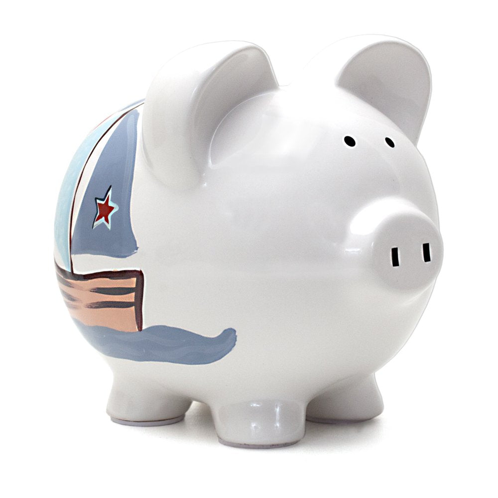 Ceramic Piggy Bank for Boys Kids Savings and Nursery Decor