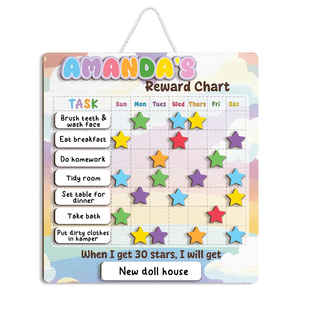 Wooden Daily Routine and Reward Chart for Kids and Toddlers
