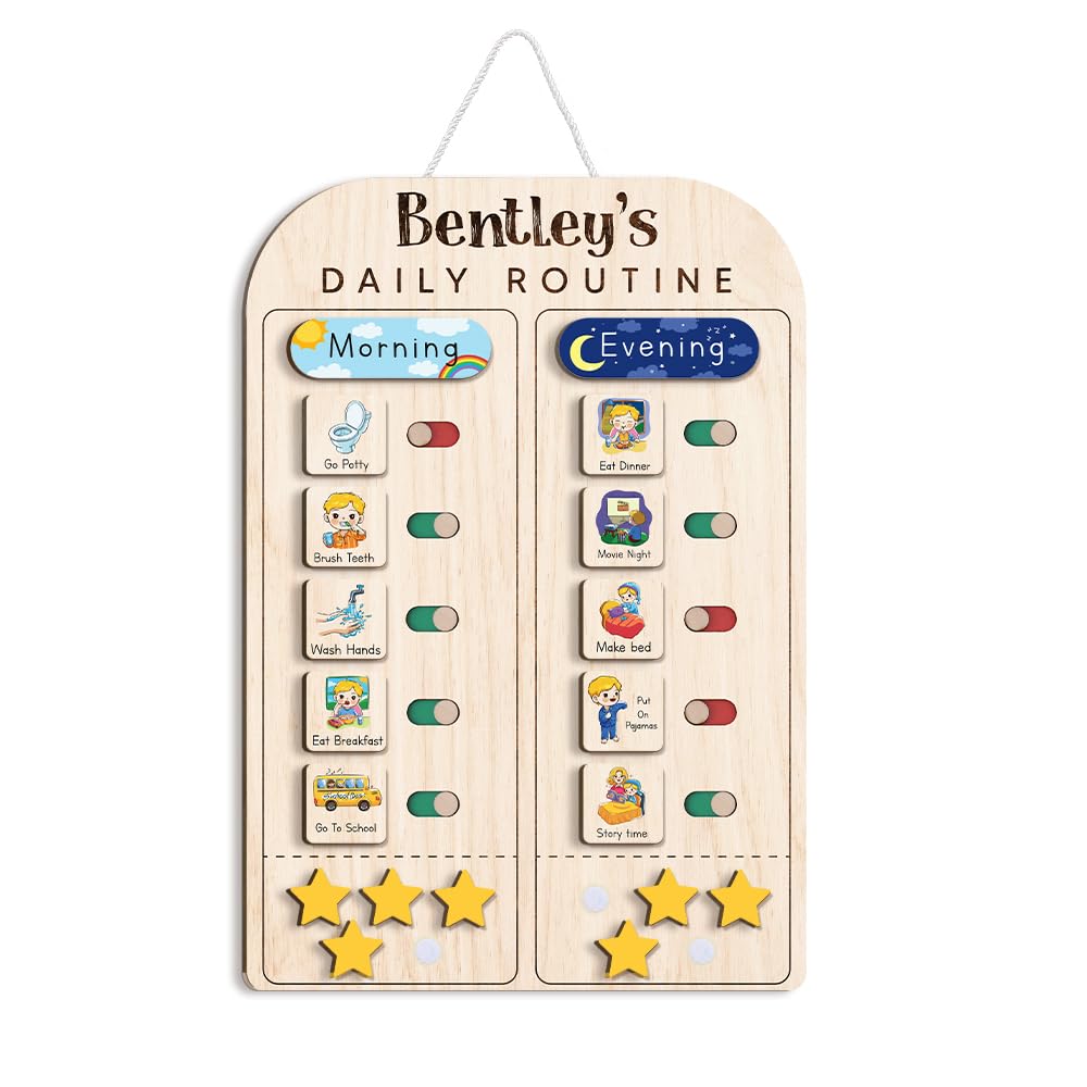 Wooden Daily Routine and Reward Chart for Kids and Toddlers