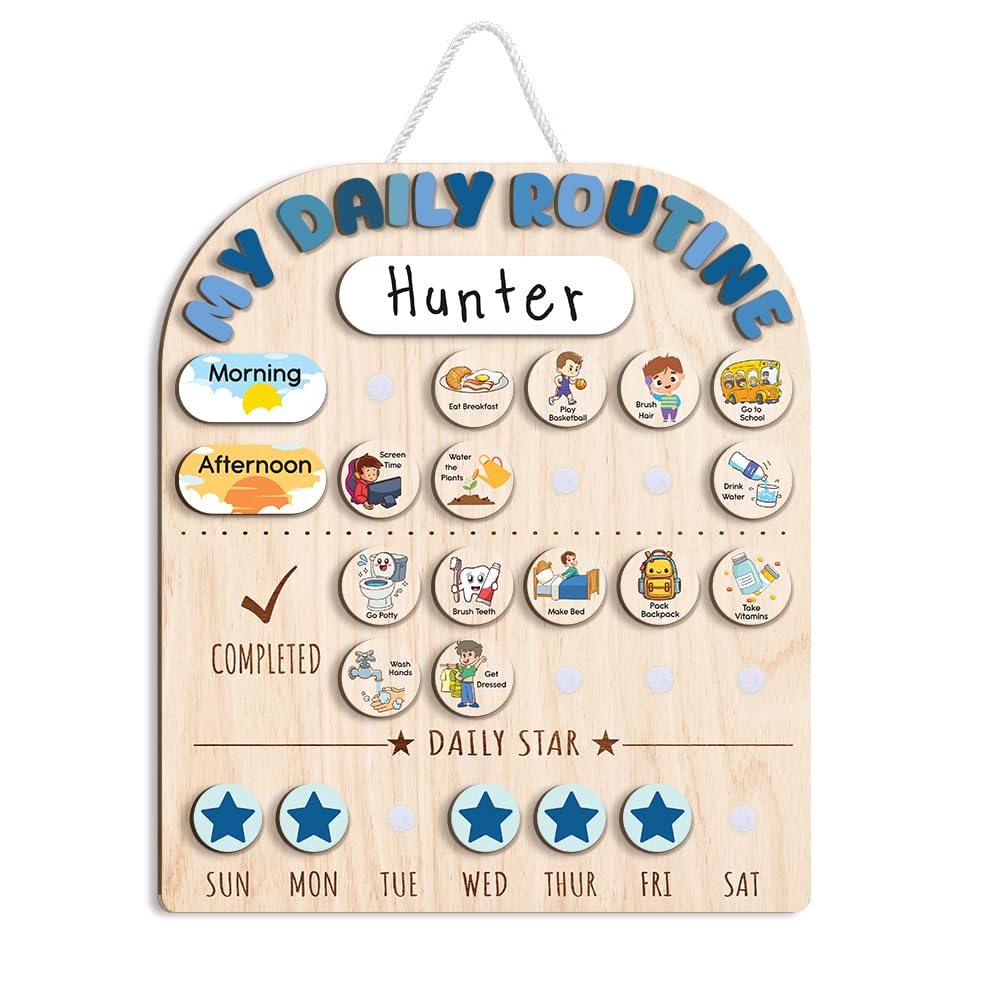 Wooden Chore and Reward Chart for Kids Daily Routine Schedule