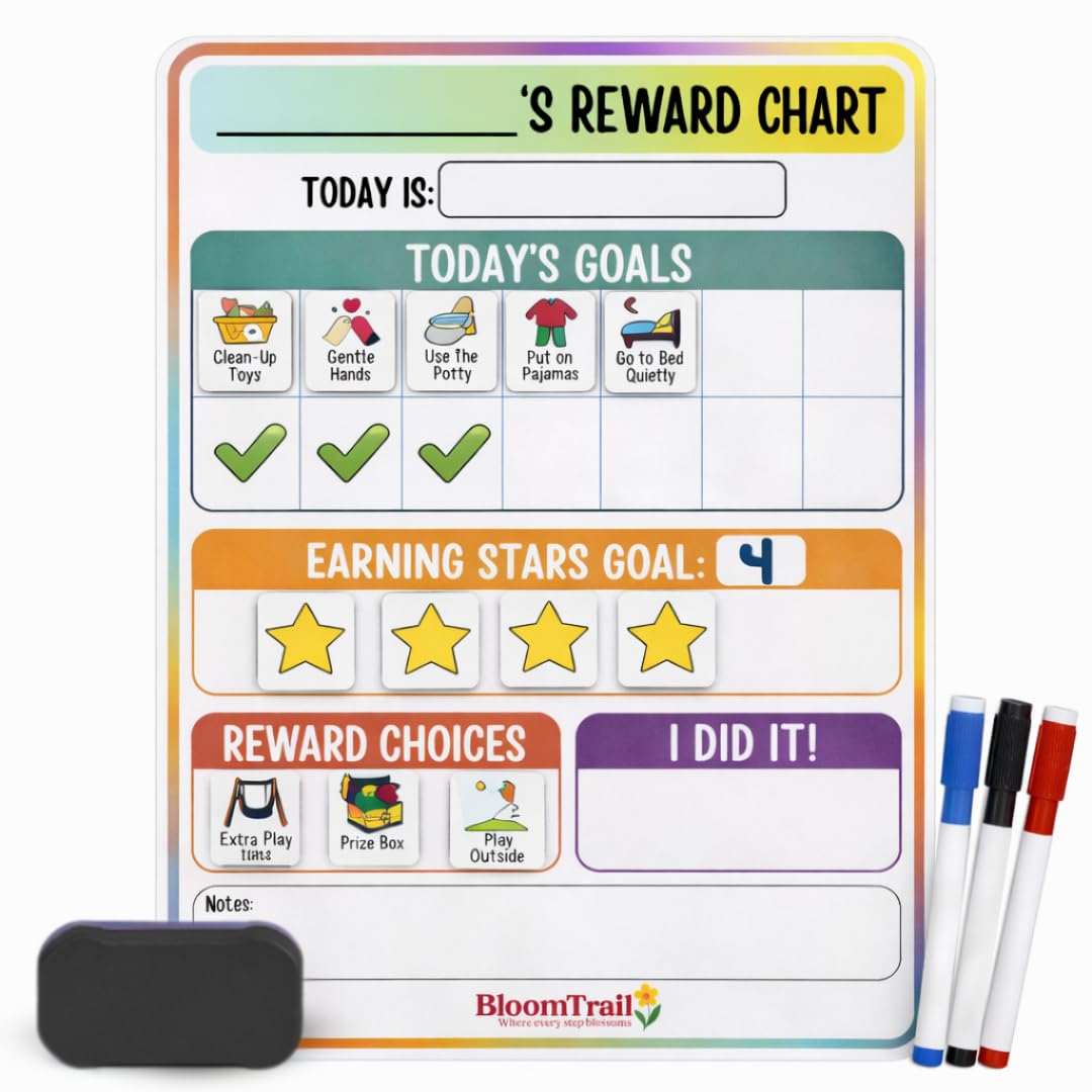 Magnetic Reward and Daily Routine Behavior Chart for Toddlers