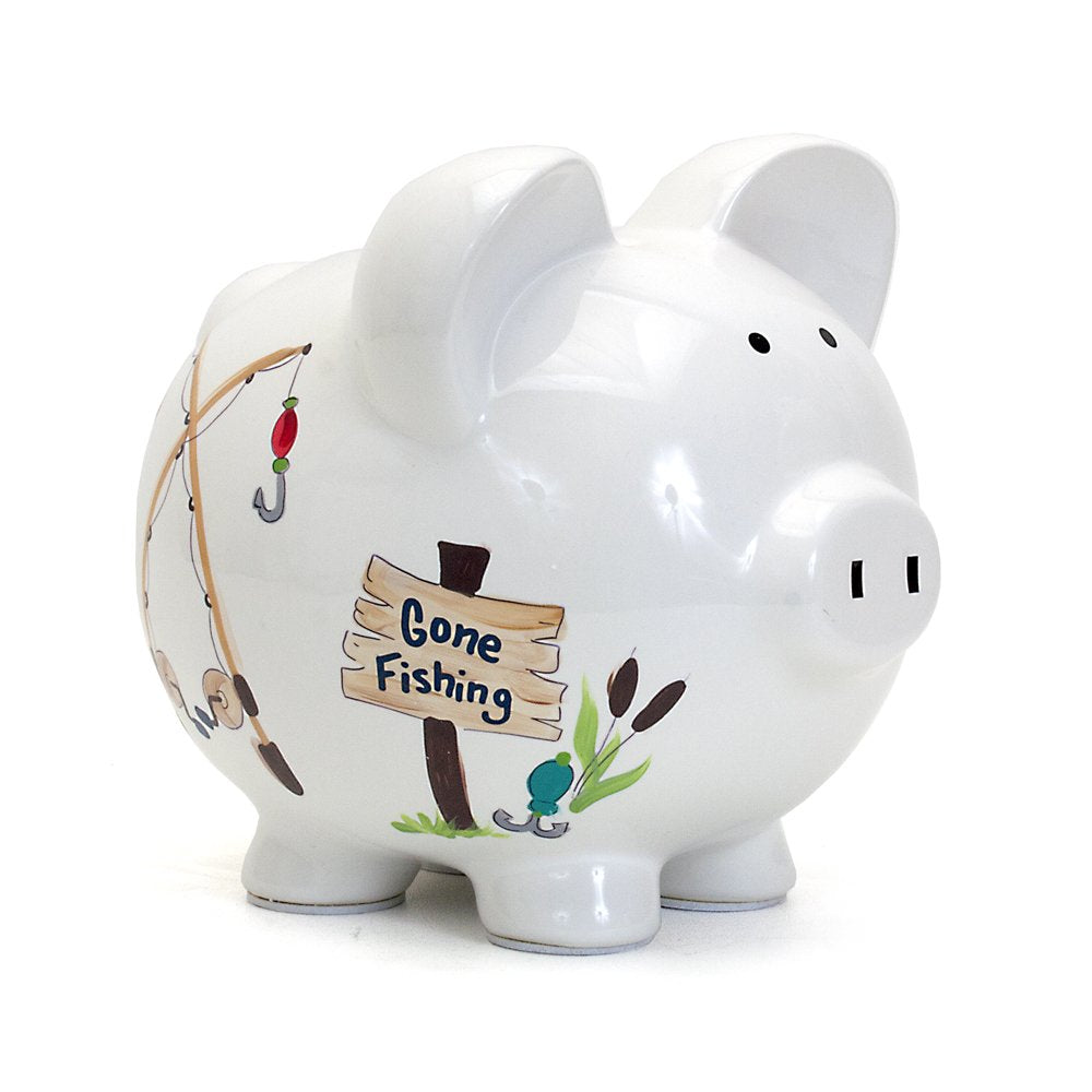 Ceramic Piggy Bank for Boys Kids Savings and Nursery Decor