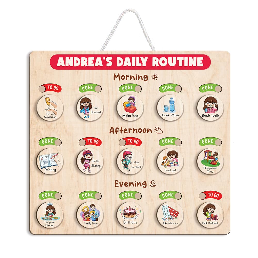 Wooden Chore and Reward Chart for Kids Daily Routine Schedule