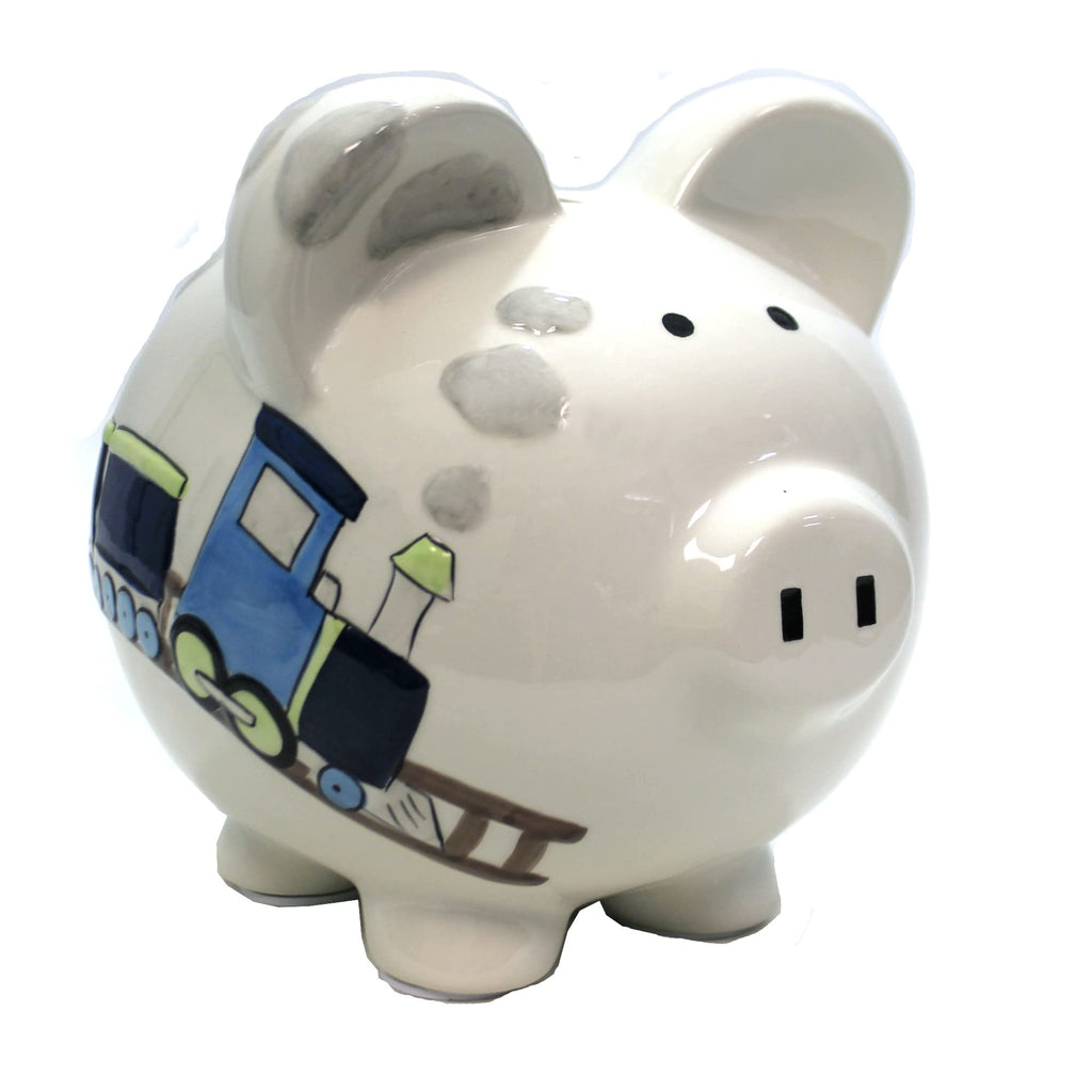 Ceramic Piggy Bank for Boys Kids Savings and Nursery Decor