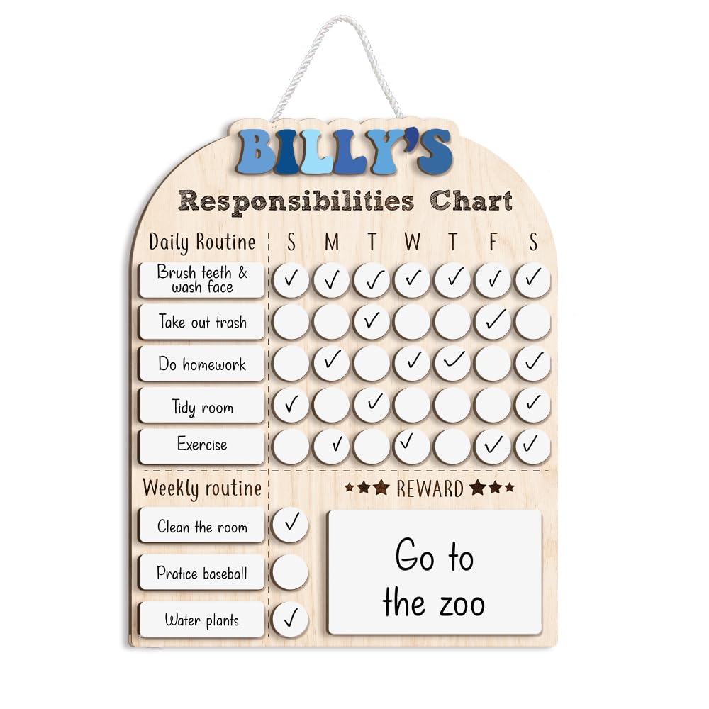Wooden Daily Routine and Reward Chart for Kids and Toddlers