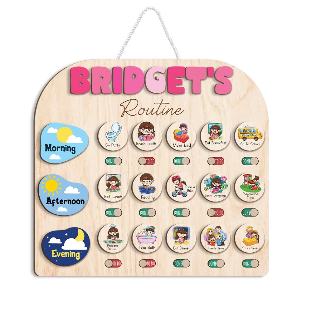 Wooden Daily Routine and Reward Chart for Kids and Toddlers