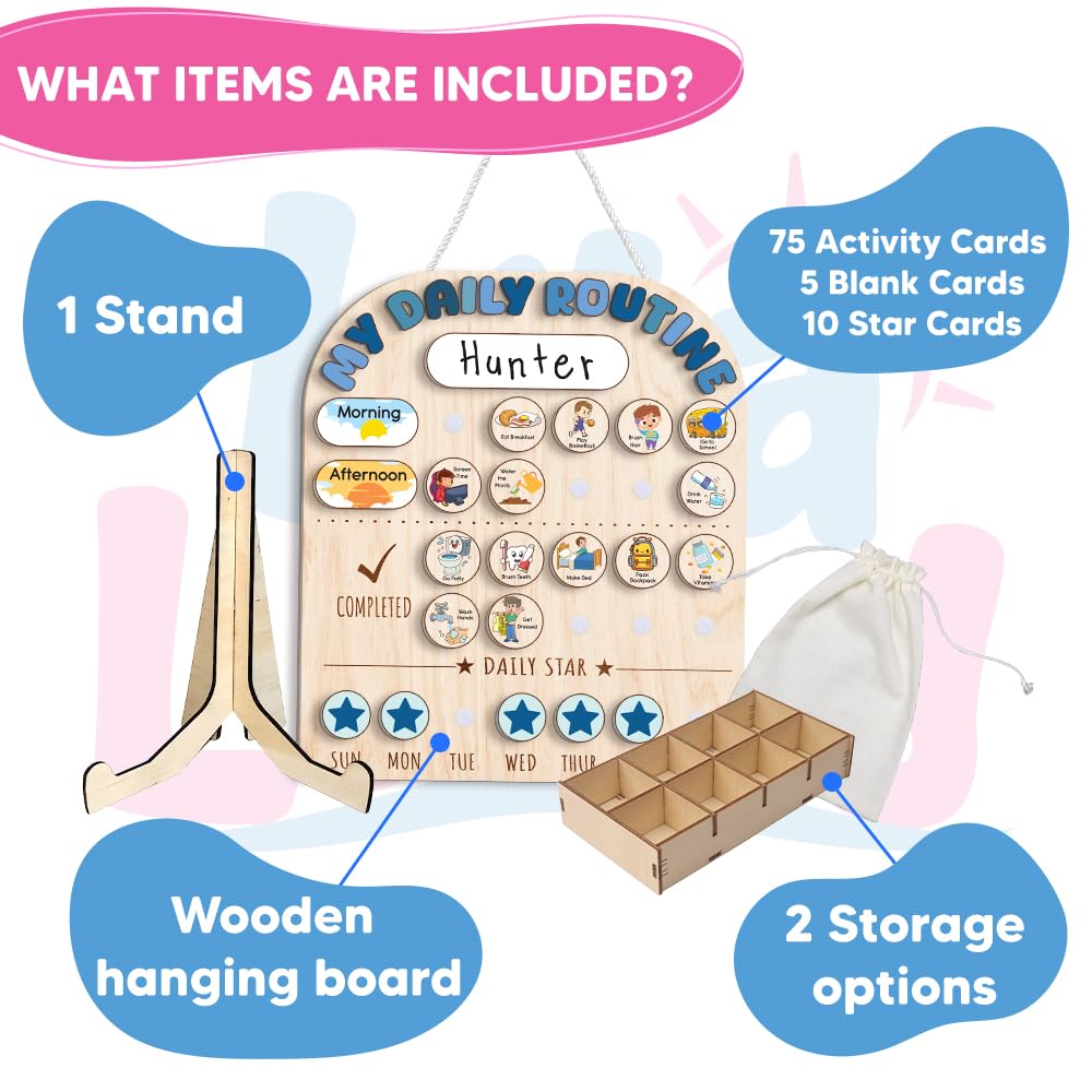 Wooden Chore and Reward Chart for Kids Daily Routine Schedule