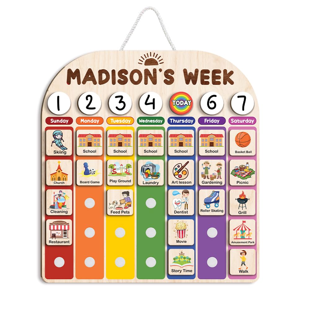 Wooden Daily Routine and Reward Chart for Kids and Toddlers