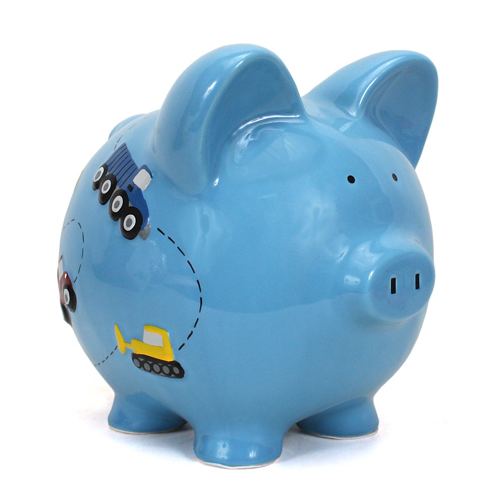 Ceramic Piggy Bank for Boys Kids Savings and Nursery Decor