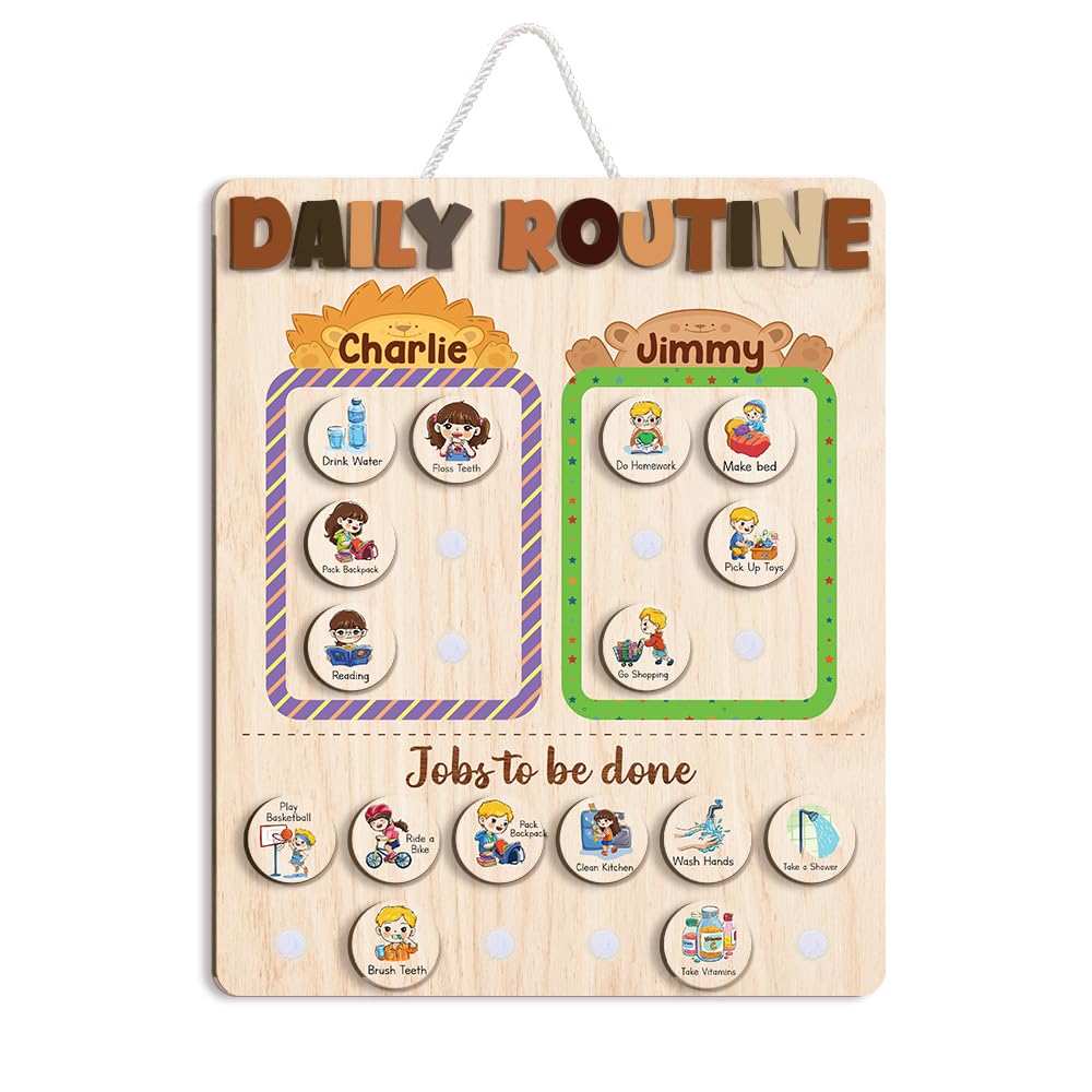 Wooden Daily Routine and Reward Chart for Kids and Toddlers