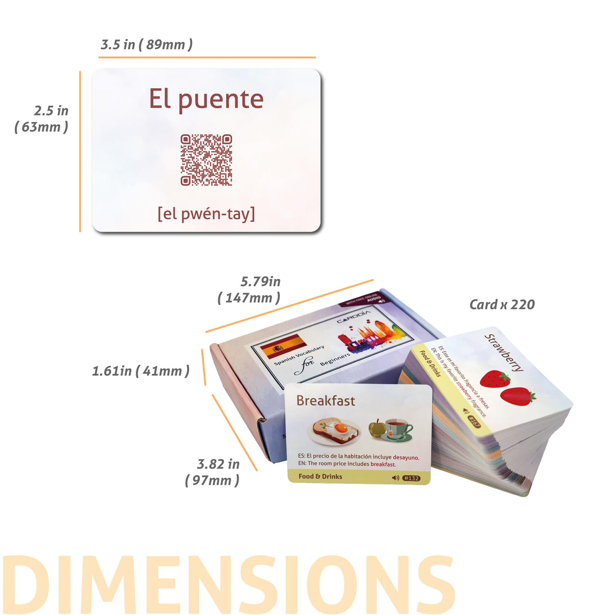 Spanish Vocabulary Flash Cards for Beginners with Audio