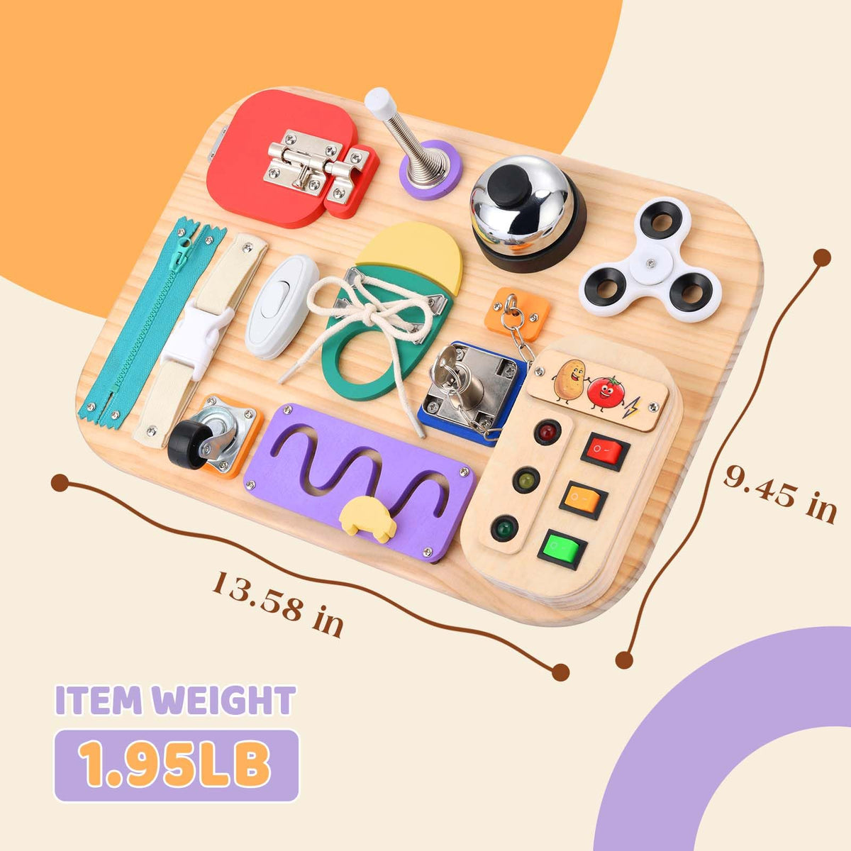 Montessori LED Busy Board Wooden Sensory Toy for Toddlers