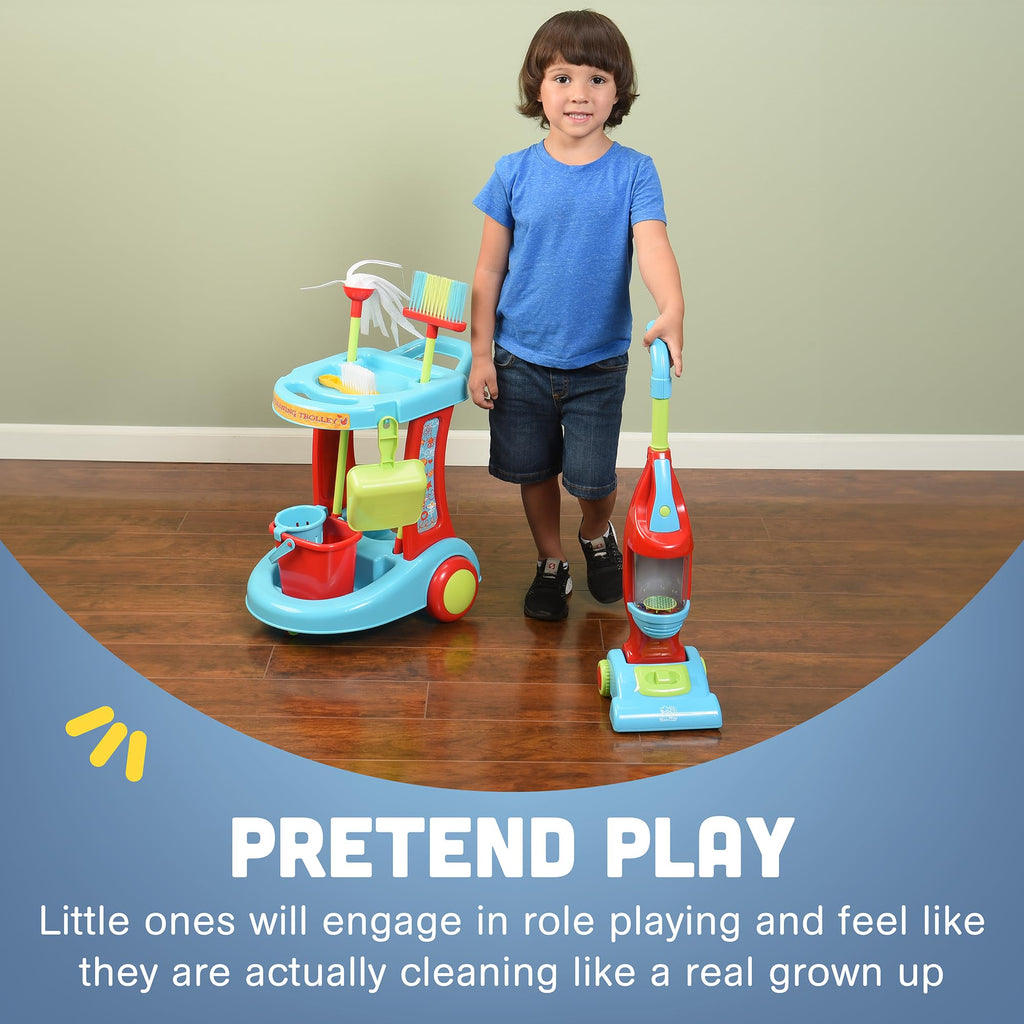 12 Piece Kids Cleaning Set with Toy Vacuum Broom and Mop