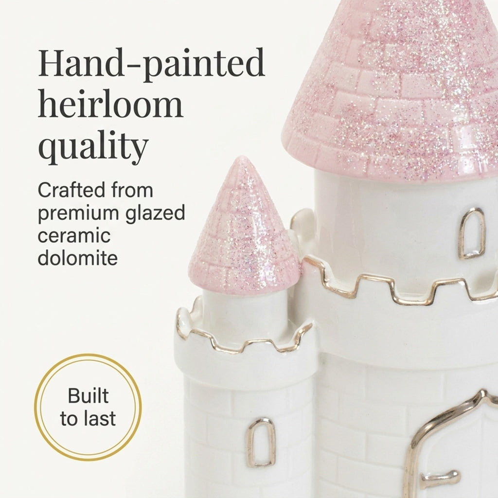 Ceramic Princess Castle Piggy Bank for Girls Nursery Decor