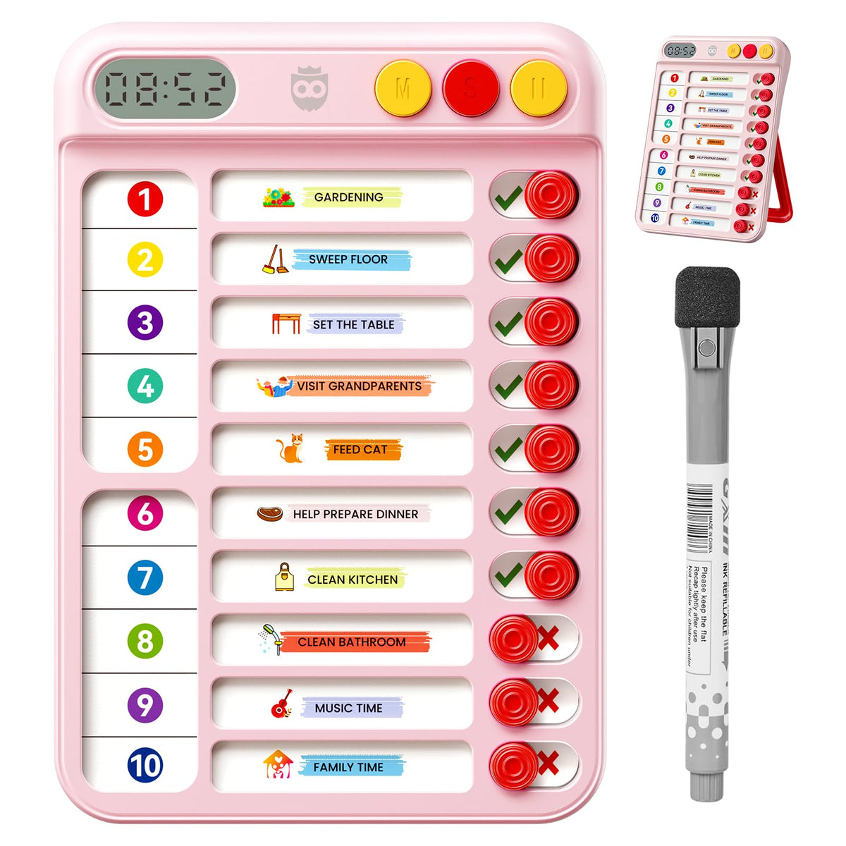Magnetic Chore Chart and Planning Board for Kids Daily Tasks