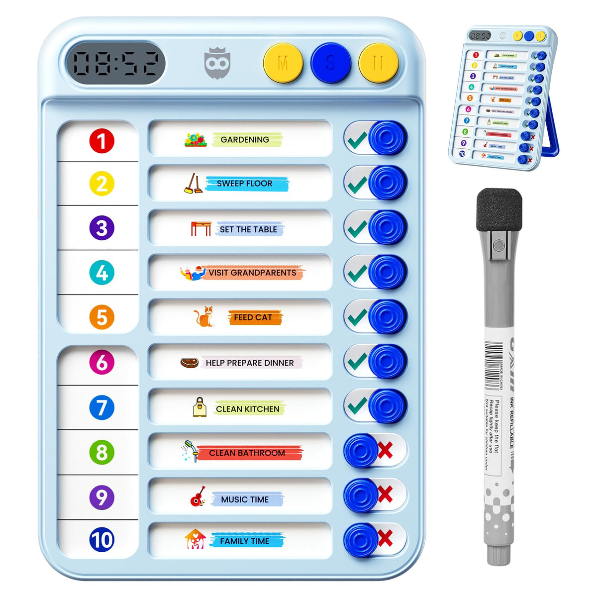 Magnetic Chore Chart and Planning Board for Kids Daily Tasks