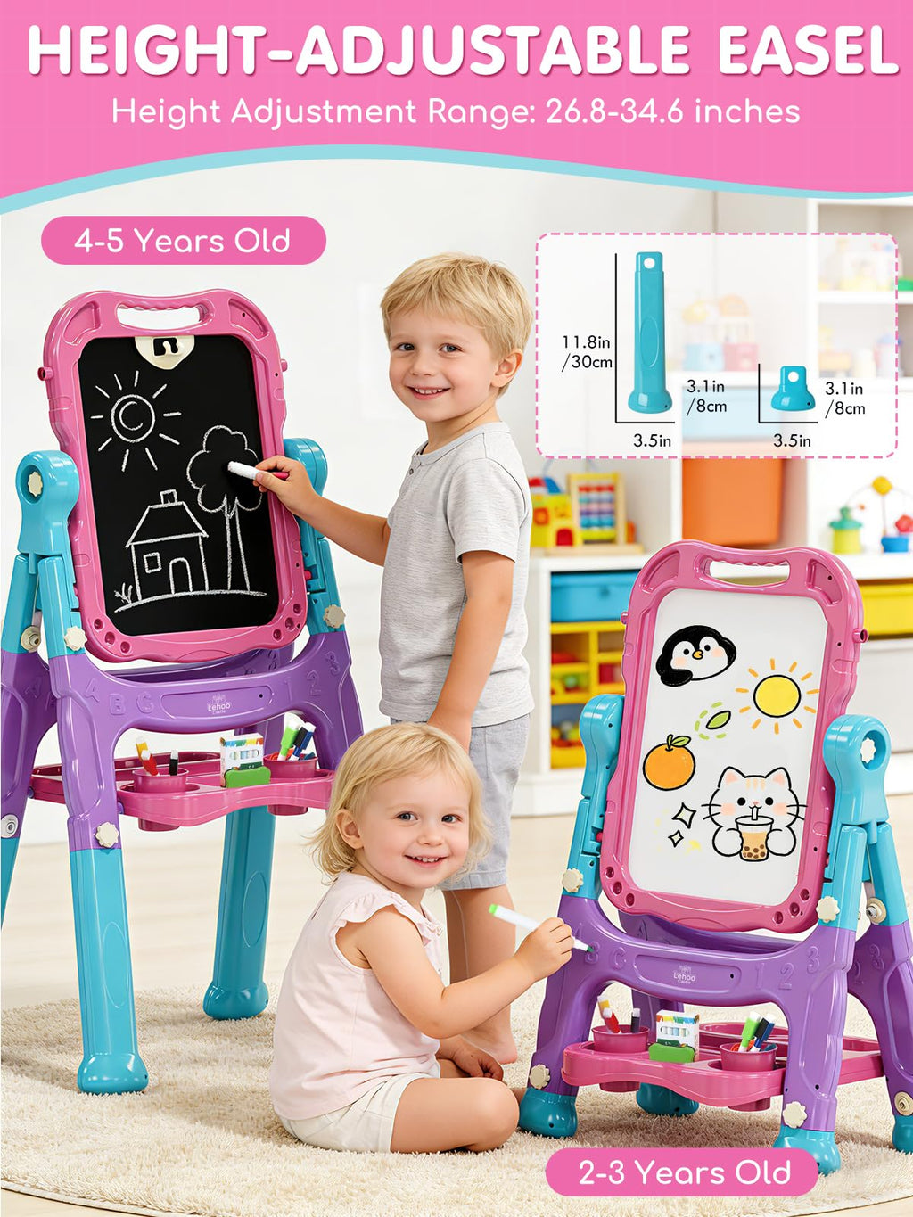 Adjustable Standing Art Easel for Kids Creative Learning