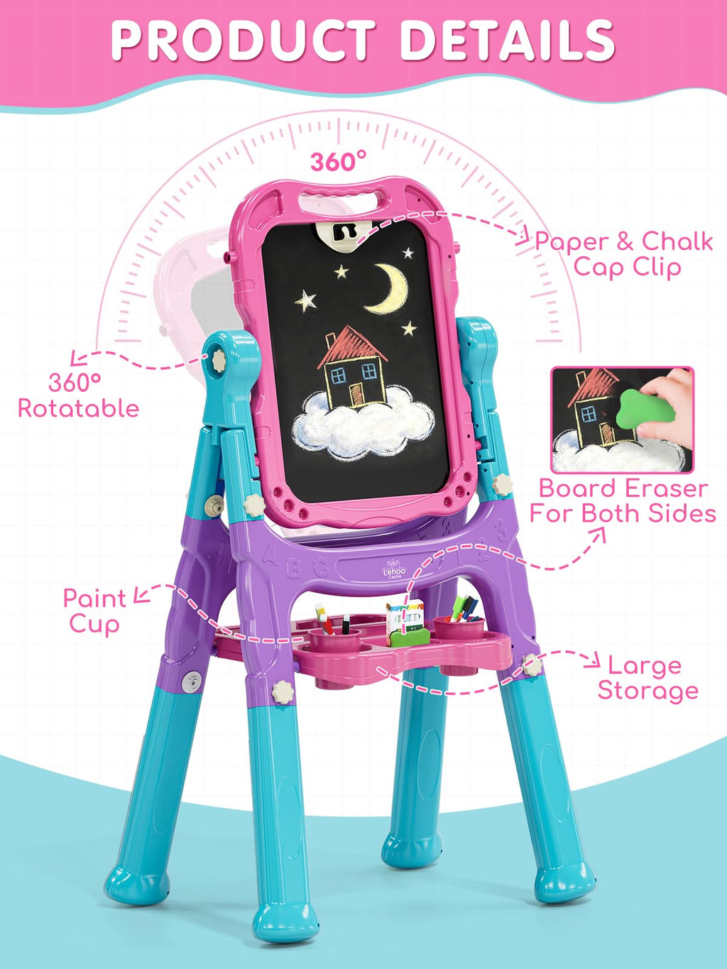 Adjustable Standing Art Easel for Kids Creative Learning