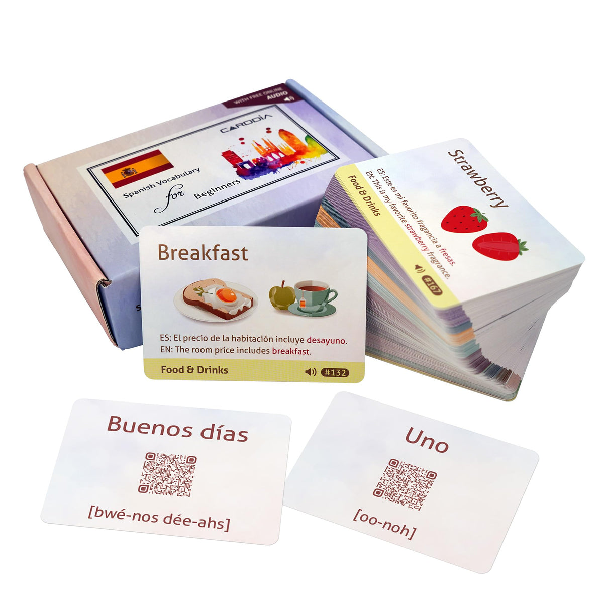 Spanish Vocabulary Flash Cards for Beginners with Audio