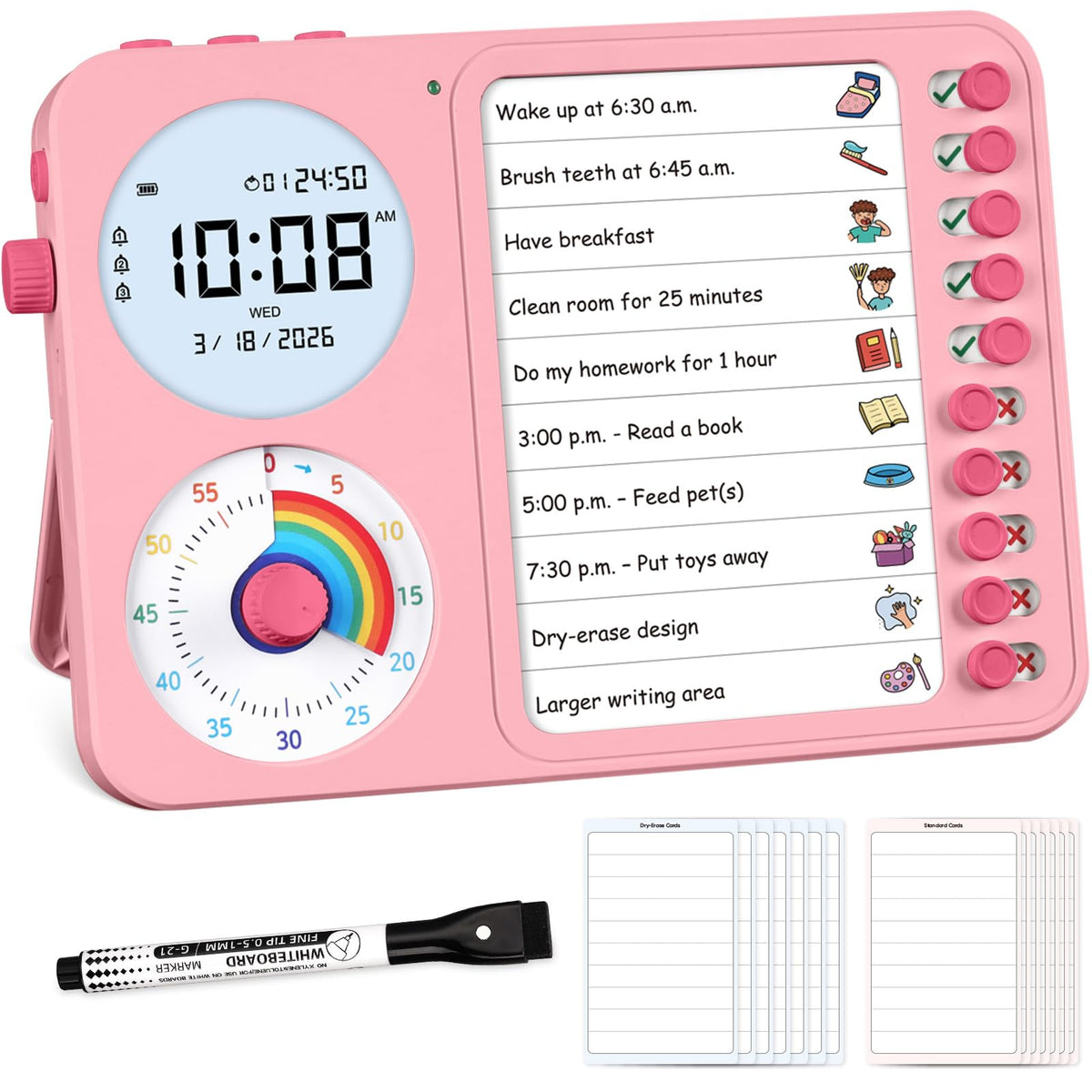3 in 1 ADHD Visual Timer with Chore Chart and Planning Board