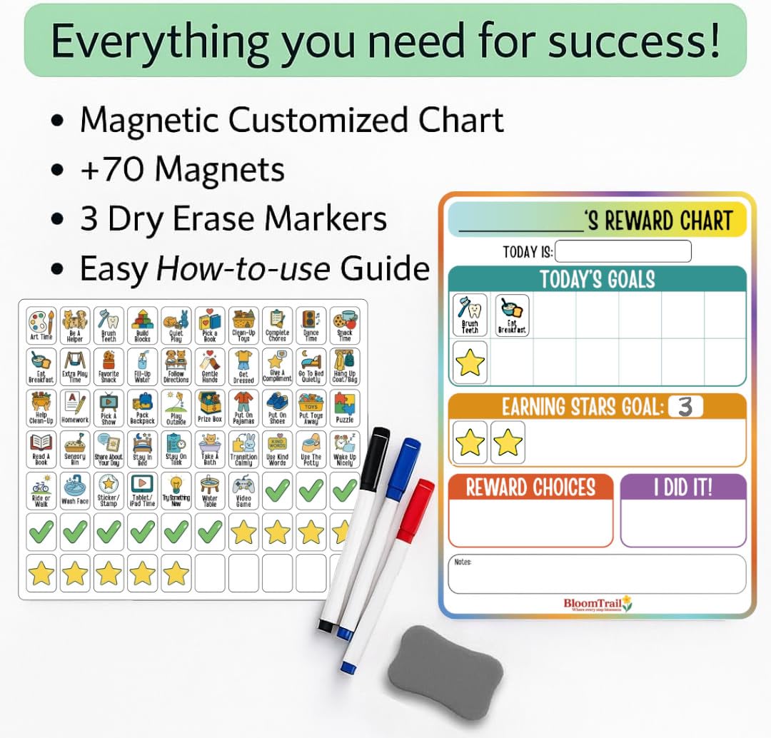 Magnetic Reward and Daily Routine Behavior Chart for Toddlers