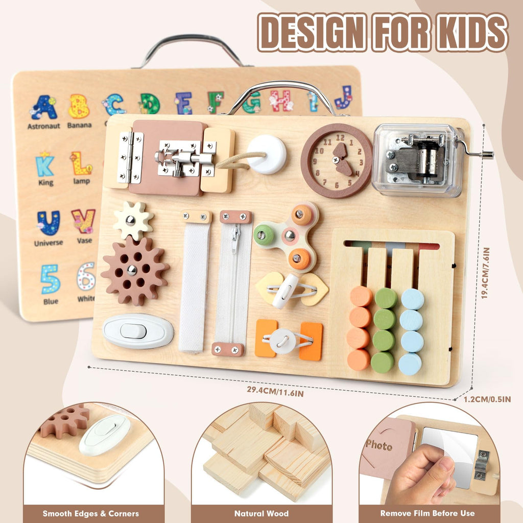 16 in 1 Montessori Busy Board with Music Box for Toddlers