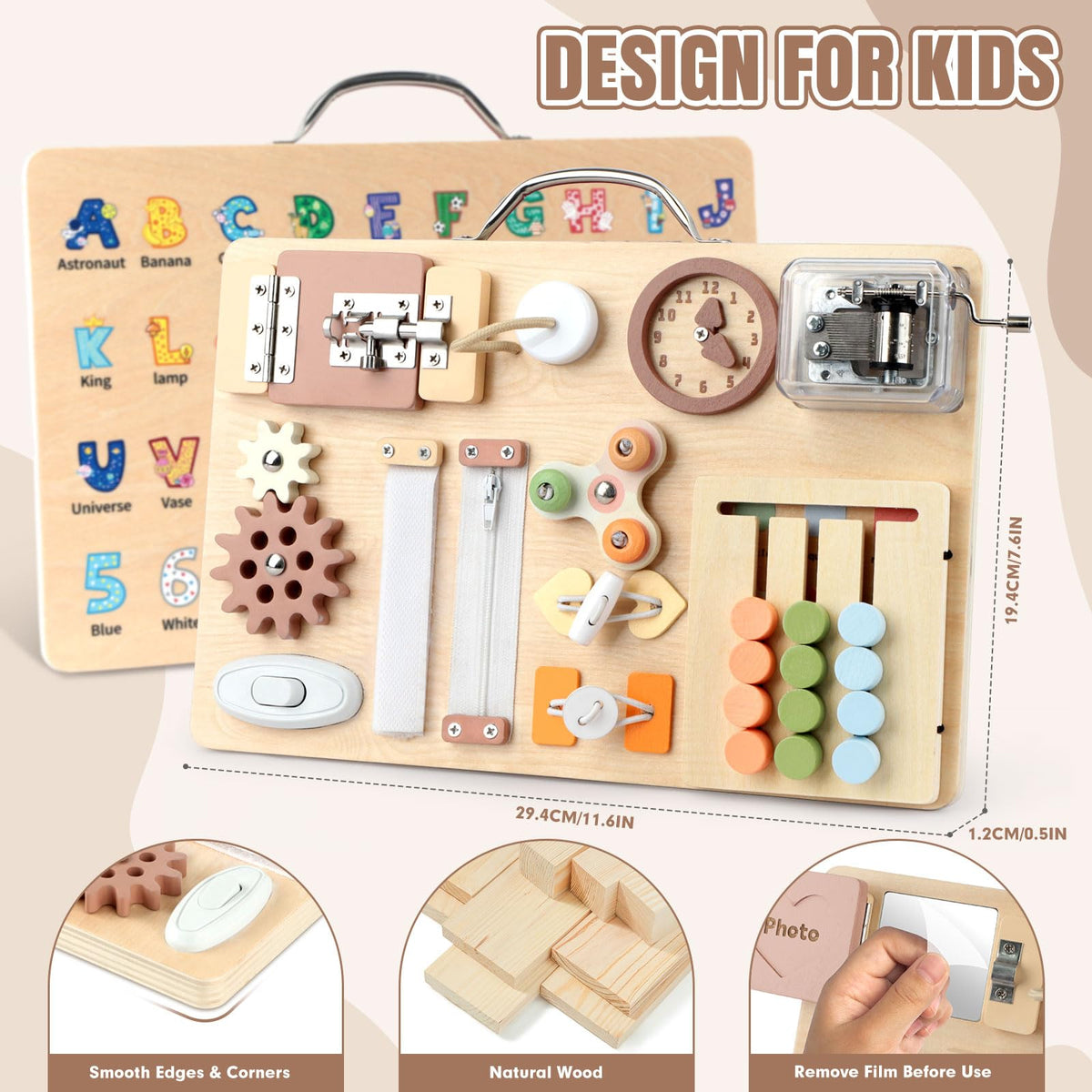 16 in 1 Montessori Busy Board with Music Box for Toddlers