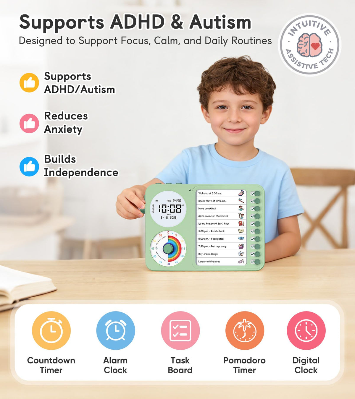 Visual Timer for Kids with ADHD Schedule and Chore Chart